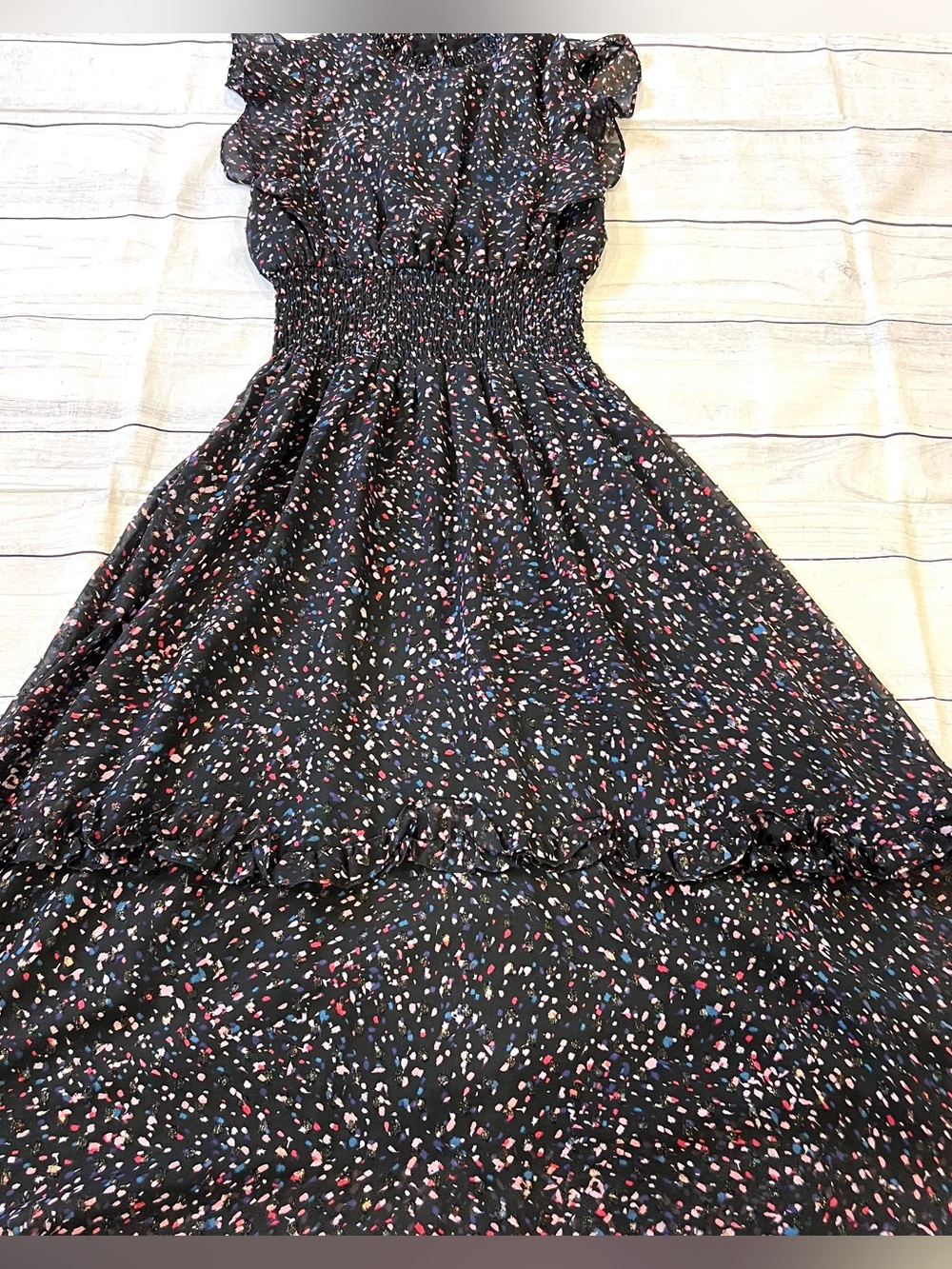 Aqua Dress with Multicolor Speckle Print